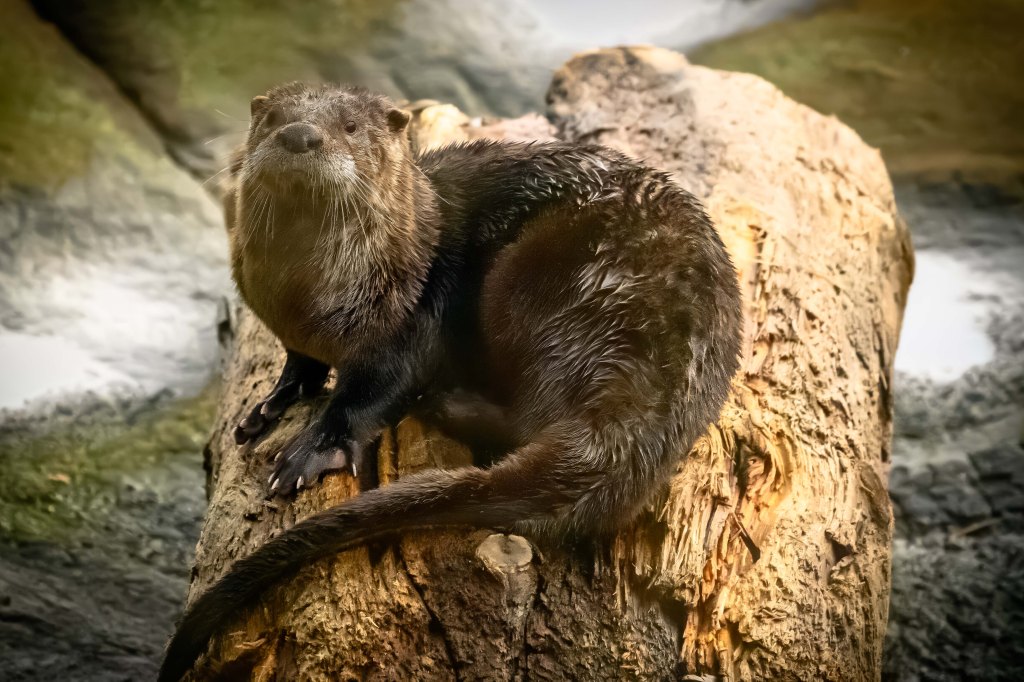 River Otter sitting on a log